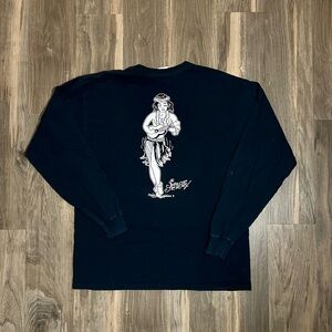 Sailor Jerry Spiced Rum Anchor Hula Girl Graphic Long Sleeve T-Shirt Size Large